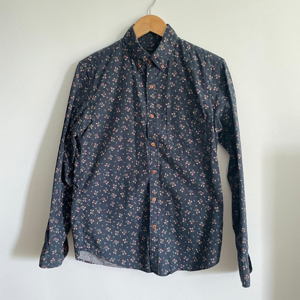 JCrew longsleeve floral cotton shirt, with hint of stretch, size small